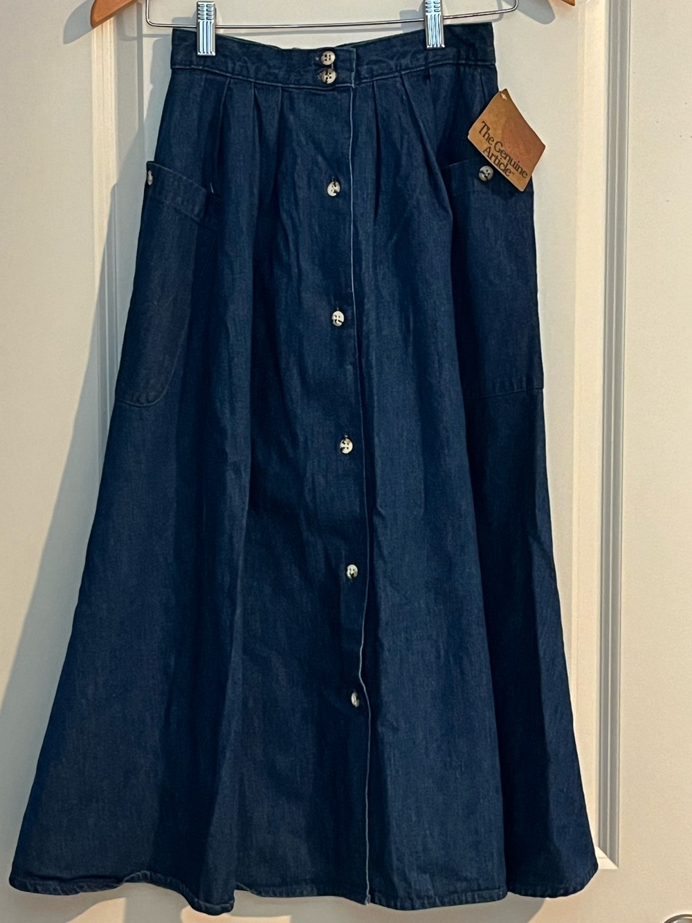 Vtg 1987 Oshkosh Bgosh Denim Maxi Skirt Button Front Pleated Boho Prairie NWT